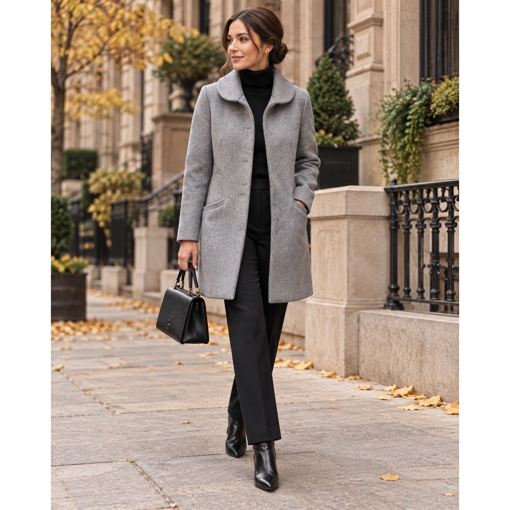 Wilfred Cocoon Coat Virgin Wool Cashmere Gray, XXS Quiet Luxury Minimalist